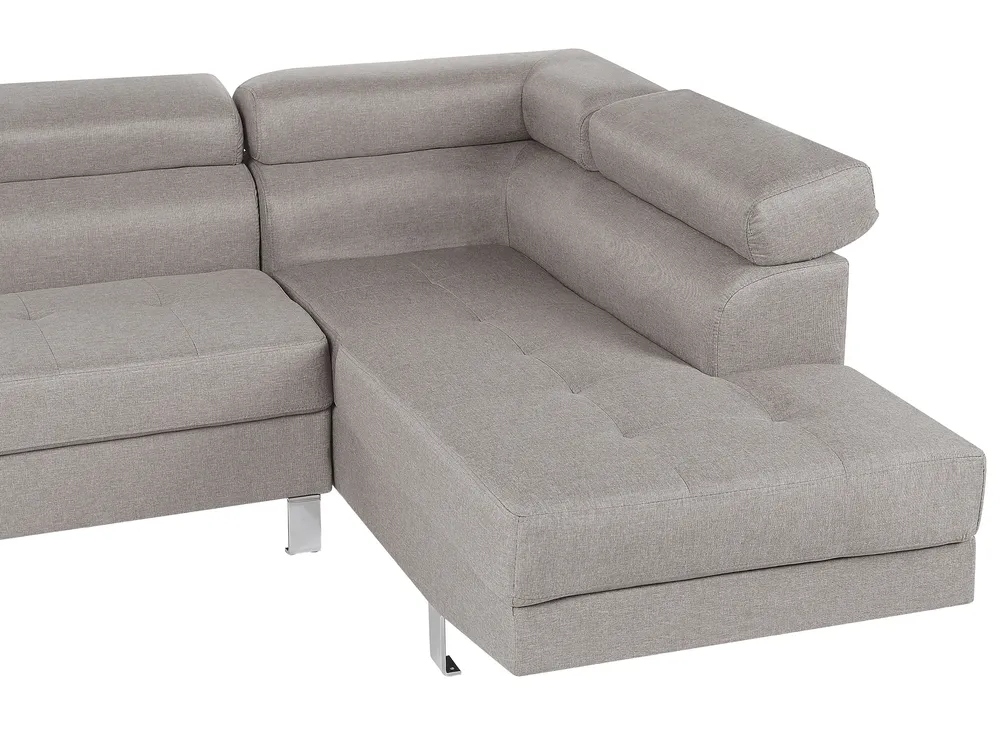 Corner Sofa 5 Seater NORREA Fabric Light Grey Left Hand_686021