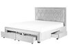 Bed with Storage Drawers LIEVIN Velvet Light Grey 180 x 200 cm (EU Super King)