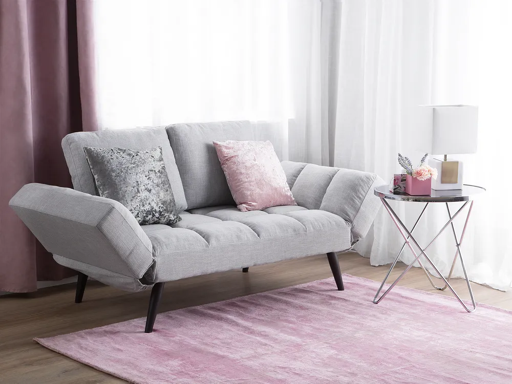Sofa Bed 2 Seater BREKKE Fabric Light Grey