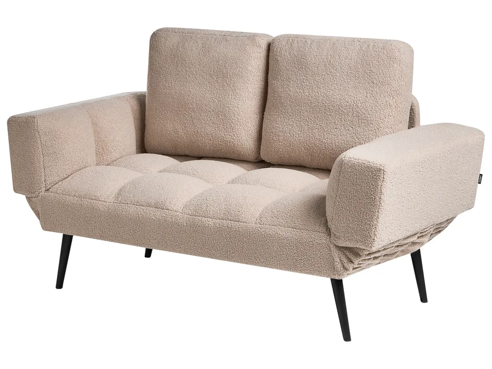 Sofa Bed 2 Seater BREKKE Boucle Beige_1068032
