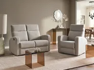 Electric Recliner Living Room Set 3 Seater VERDAL Velvet Beige_1080996