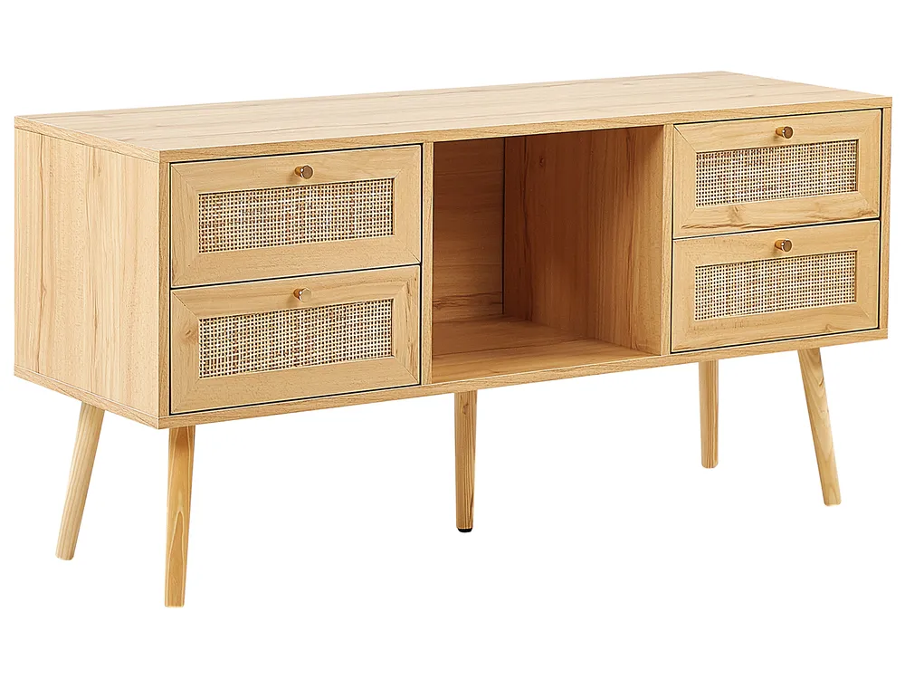 TV Stand PEROTE Rattan Light Brown