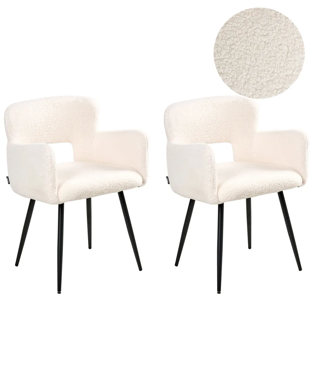 Set of 2 Dining Chairs SANILAC Boucle White