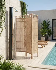3-Panel Garden Privacy Screen CEFALU Folding Light Brown_1047665