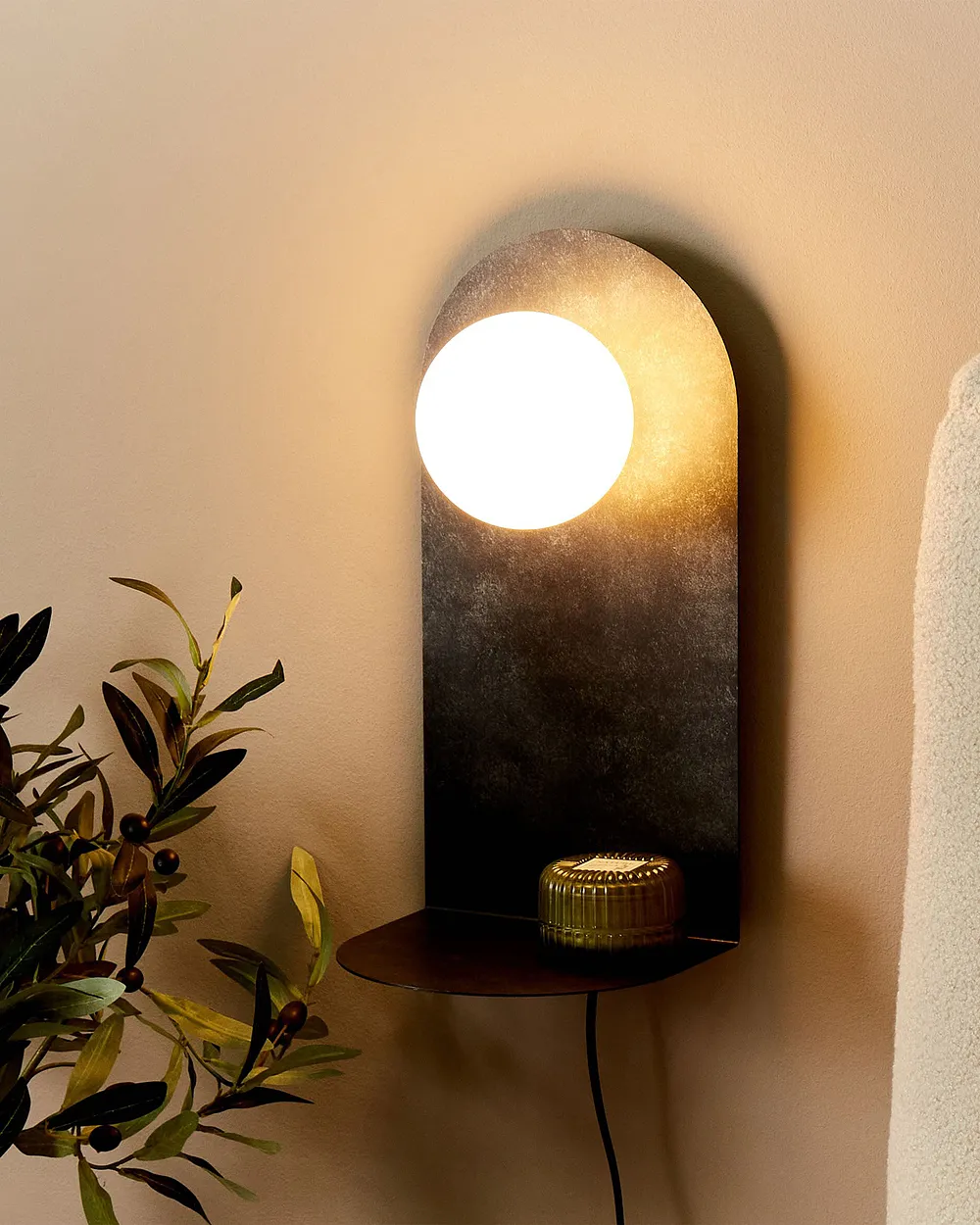 Wall Lamp MAPI with Shelf Metal Graphite Grey_1153828
