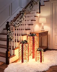 Set med 3 juldekorationer LED KAUSALA 65/55/45 cm Julklappar Brun_1179596