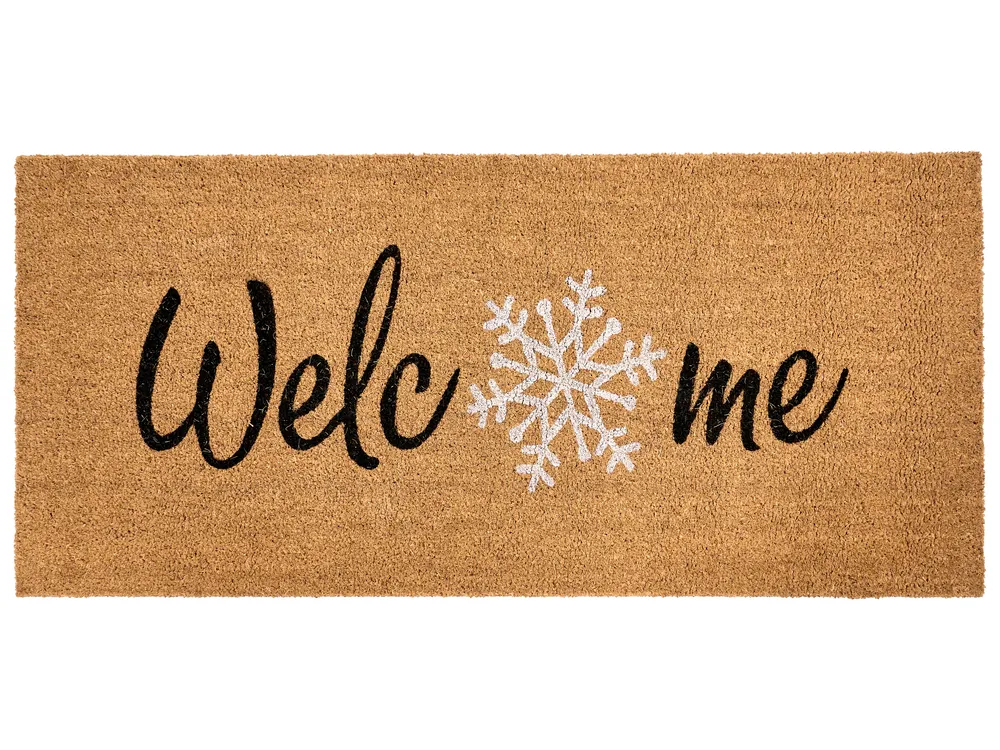 Doormat BALANACAN Natural 55 x 120 cm Christmas Motif Coir