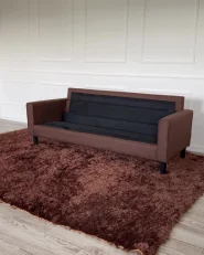 Sofa 3 Seater AVESTA with Ottoman Fabric Brown_976241