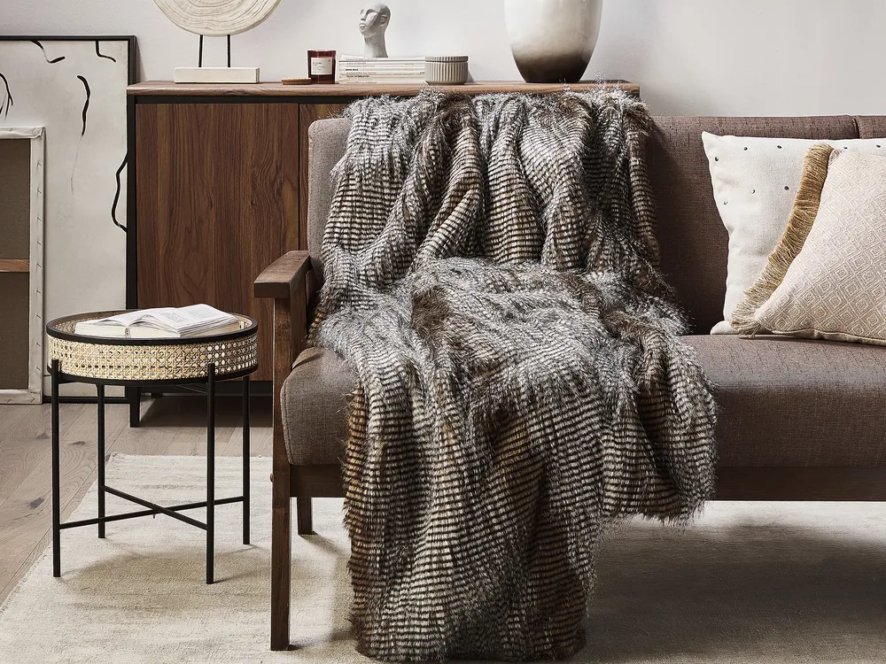 Blanket ASDAD Fabric 180 x 220 cm Brown_1079636
