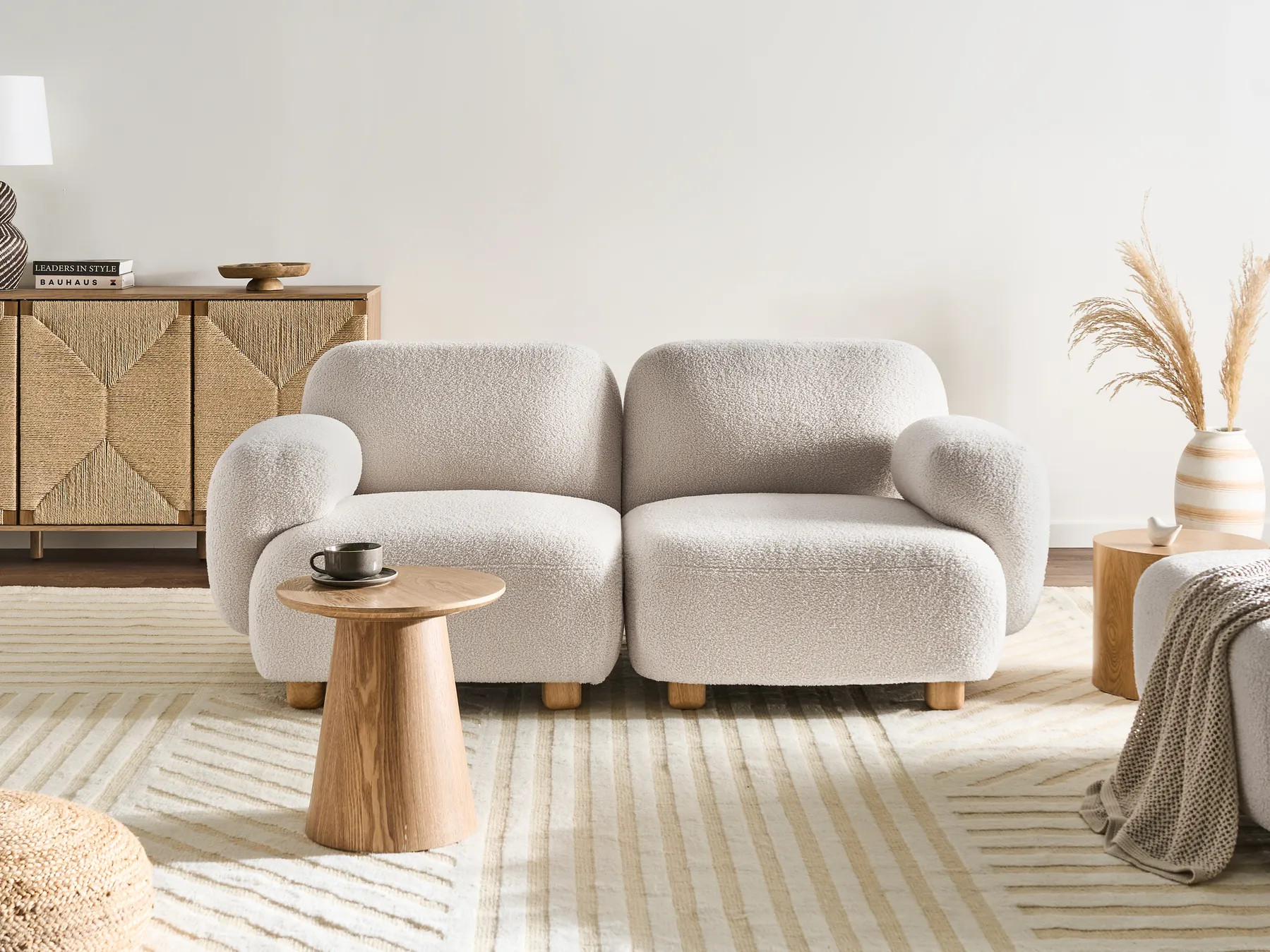 Modular Sofa 2 Seater AMLI Boucle Off-White_1070052