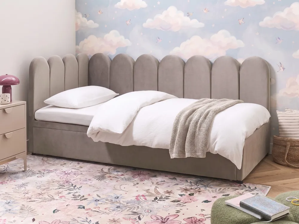 Utdragbar säng Sammet TERROU 90 x 200 cm Taupe_1081396