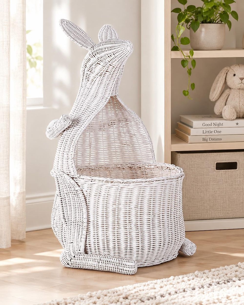 Kids Basket Kangaroo KAPITI Rattan White