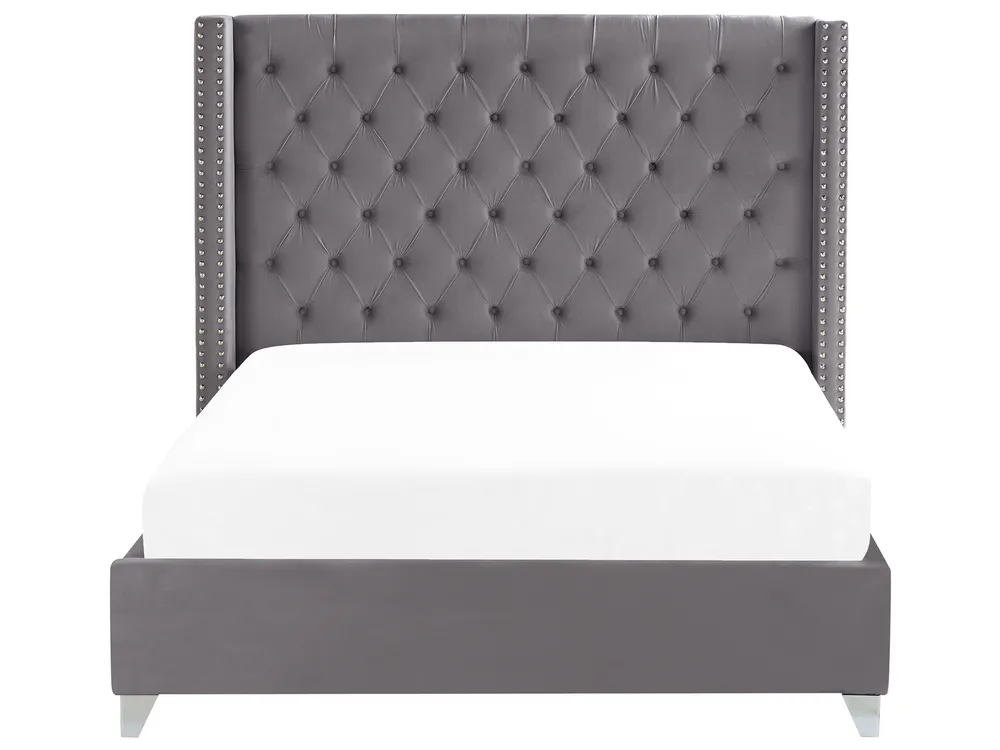 Säng med lamellram Sammet LUBBON 160 x 200 cm Grå_734229