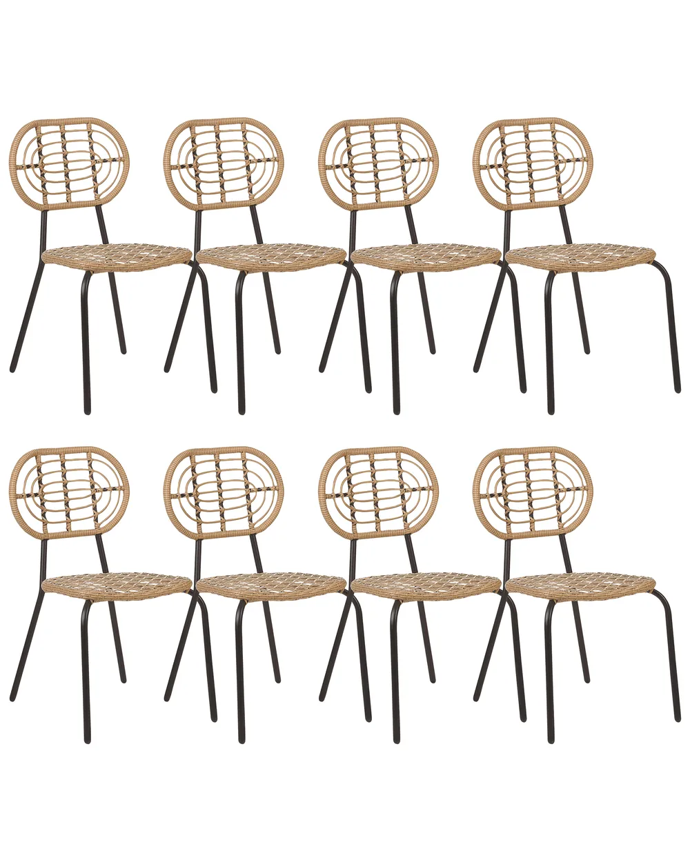 Set of 8 Chairs PRATELLO PE Rattan Natural