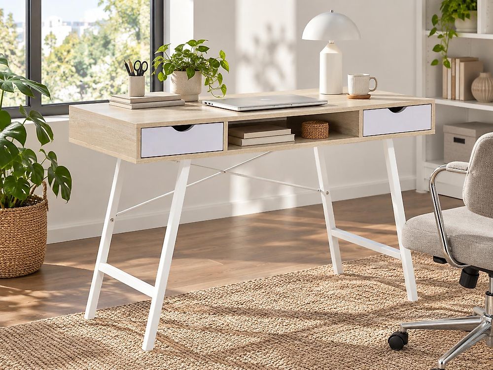 Skrivbord CLARITA 120 cm x 48 cm med lådor Ljusbrun