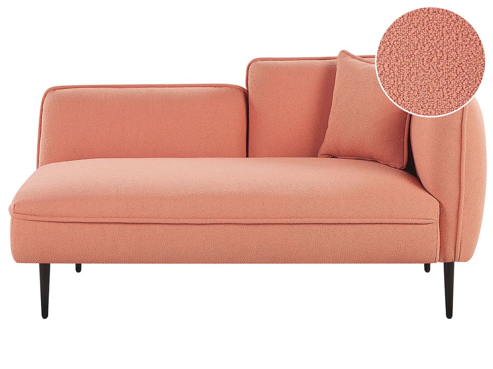 Right-Hand Chaise Longue CHEVANNES Boucle Peach Pink