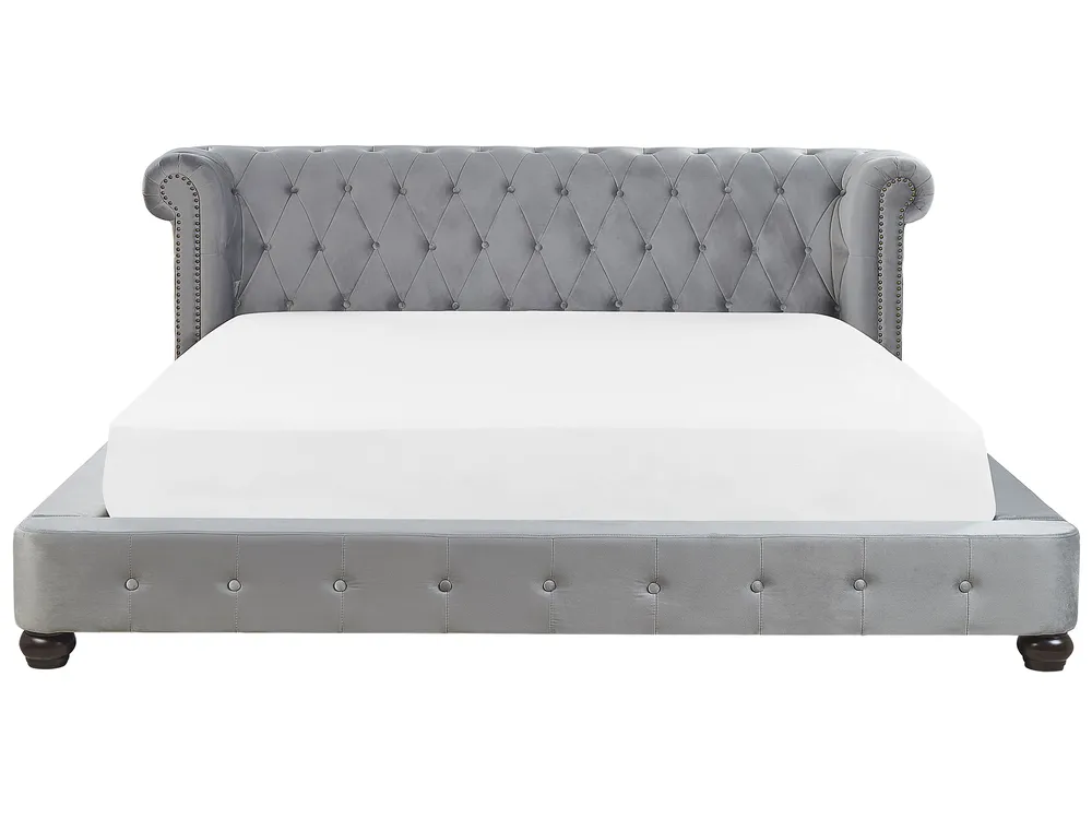 Waterbed Velvet CAVAILLON 180 x 200 cm (EU Super King) Light Grey_847021