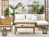 Garden Lounge Set with Table 4 Seater CREMONA Acacia Wood Light Brown/ Off-White Left Hand