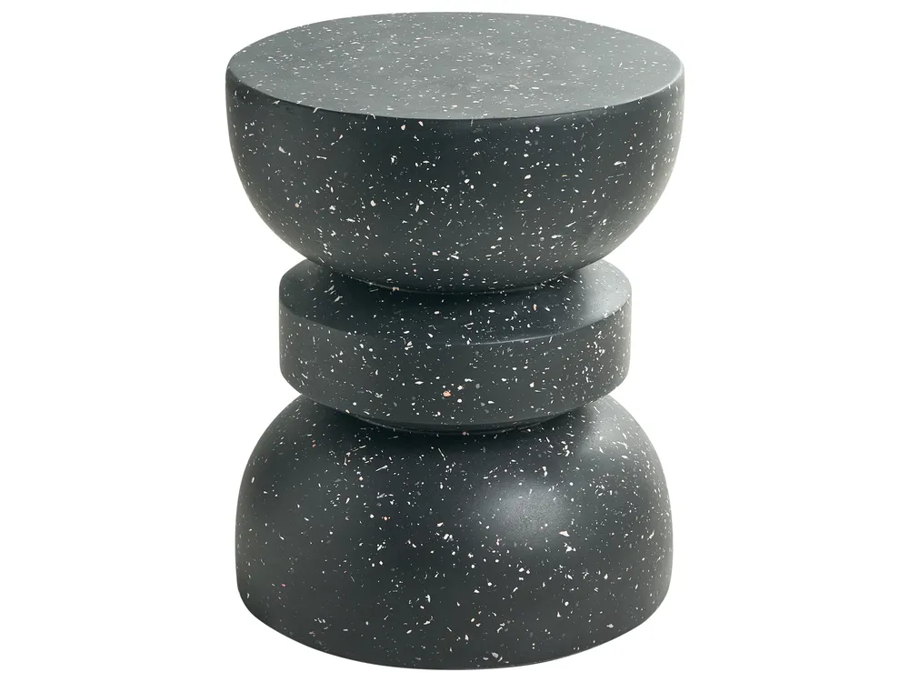 Side Table FALIRO 37 cm 37 cm Terrazzo Effect Black