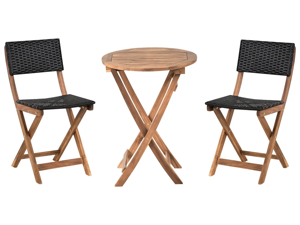 Bistro Set RIVAROTTA Acacia Wood Brown/ Black