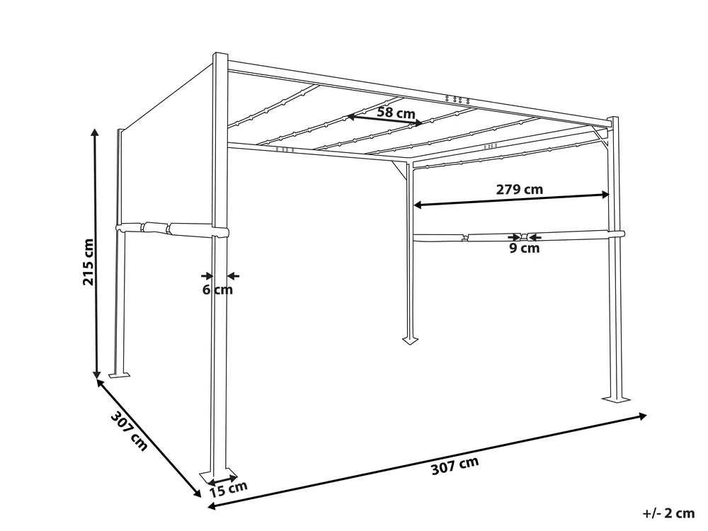 Gazebo LED PARGA 310 cm 310 cm Metal Brown_900883
