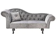 Left-Hand Chaise Longue LATTES II Velvet Grey_1037782