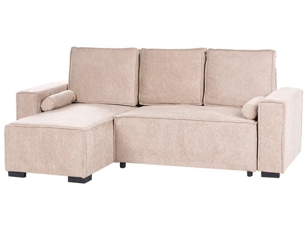 Hörnbäddsoffa 3-sits EDANE med förvaring Beige Högervänd_1057076