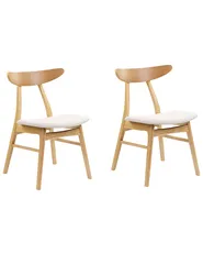Set med 2 matstolar LYNN Trä Ljusbrun/ Beige_858550
