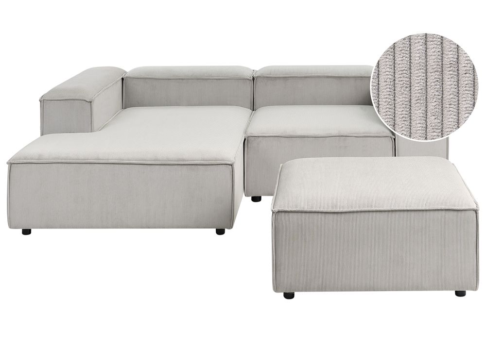 Modular Corner Sofa 2 Seater ARDAL with Ottoman Corduroy Taupe Right Hand