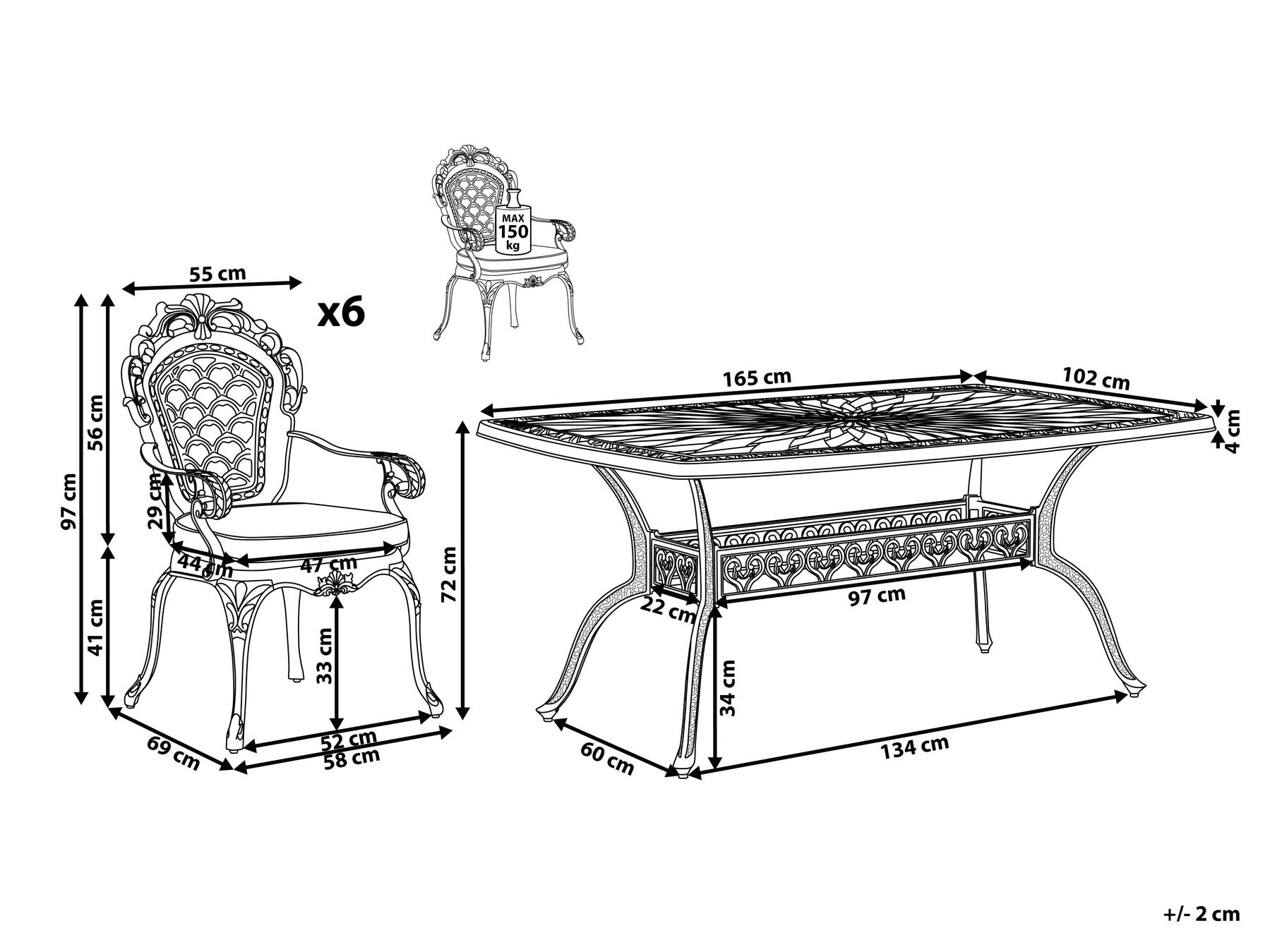 Garden Dining Set 6 Seater LIZZANO with Cushions Metal Dark Brown_765532