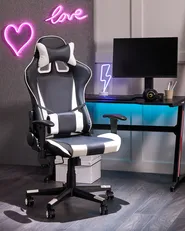 Kontorsstol GAMER Konstläder Vit_738321