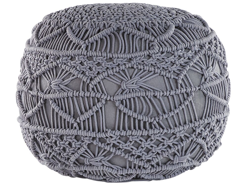 Sittpuff Makramé KAYSERI Bomull Grå