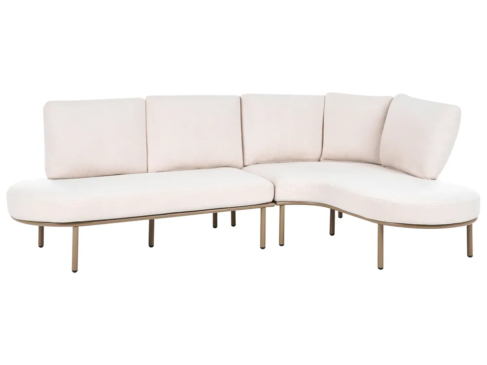 Garden Sofa with Table 4 Seater POLLINA Metal Brown_1078974