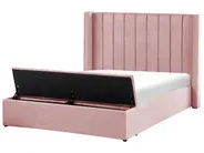 Bed with Storage Bench NOYERS Velvet Pink 140 x 200 cm (EU Double)_834489