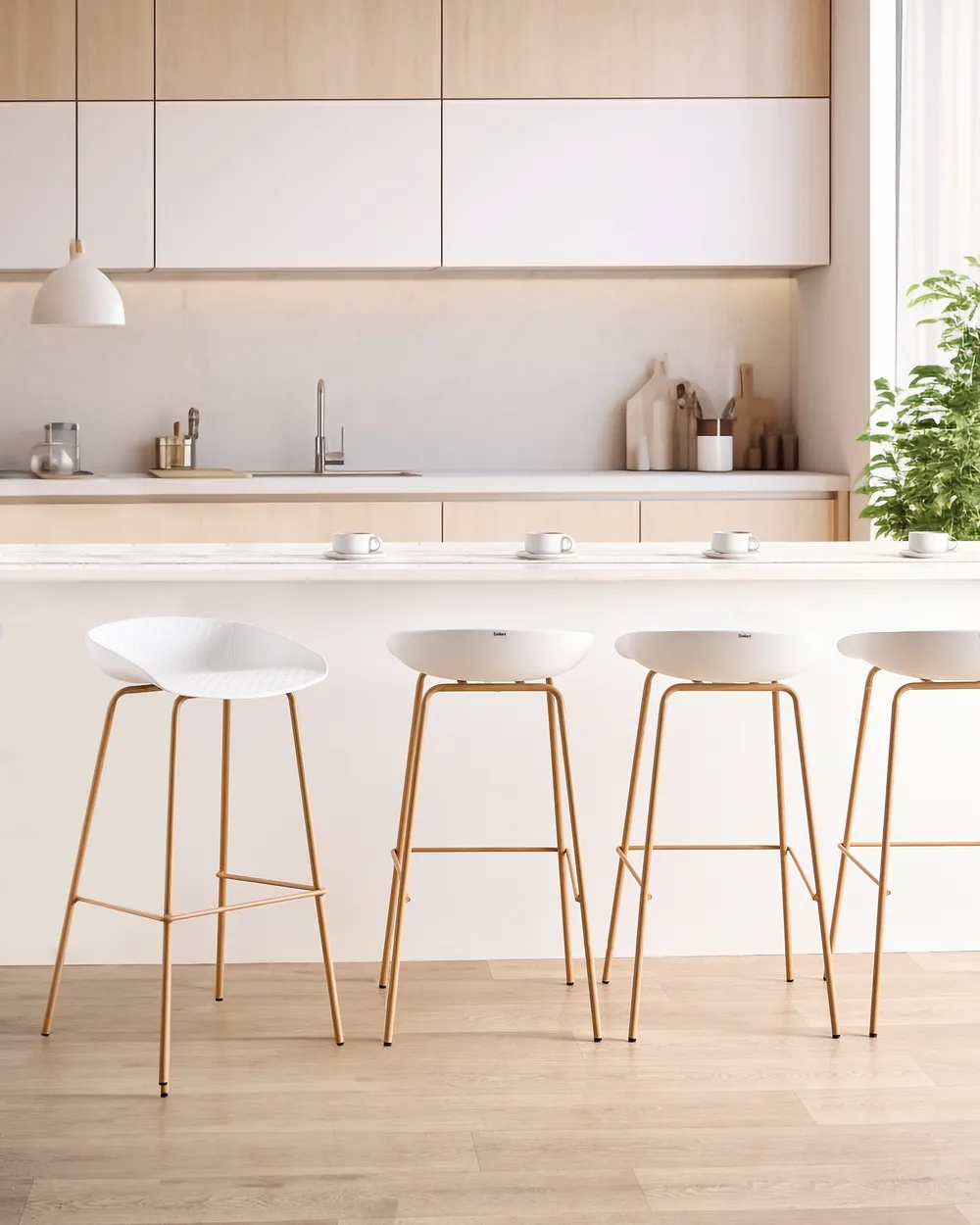 Set of 4 Bar Chairs VENLO White