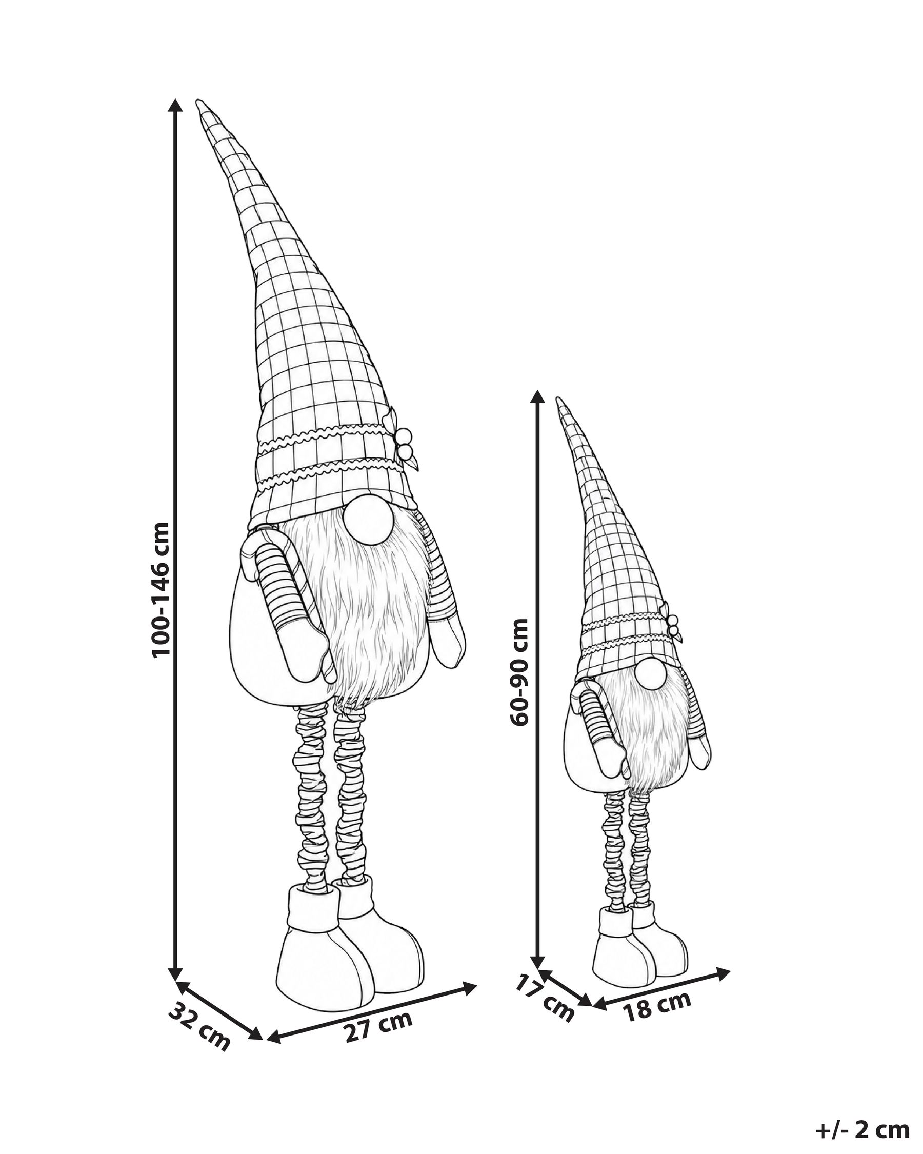 Sett med 2 juledekorasjoner KLAUKKALA 60-90/100-146 cm Nisse Flerfarget_1179727