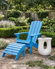 Garden Chair ADIRONDACK with Footstool Blue_809433