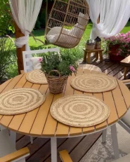 Garden Dining Table CAVOLI 105 cm 105 cm Brown_971716