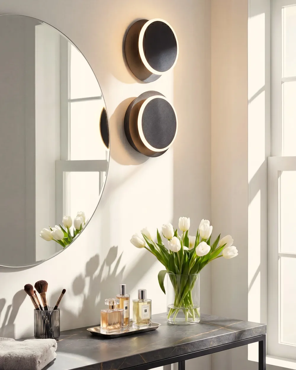 Set of 2 Wall Lamps SEMNON LED Metal Black