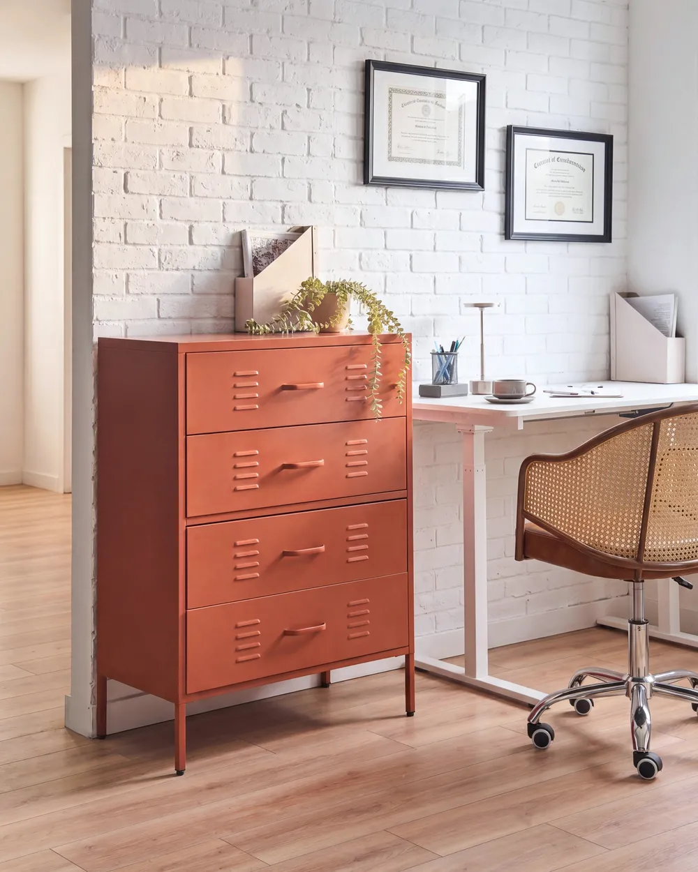 Chest of Drawers ENAGO Metal Golden Brown