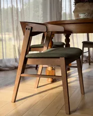 Set of 2 Dining Chairs LILLY Fabric Dark Green/ Brown_1175431