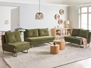 Single Sofa Bed JERSLEV Fabric Green_1013584