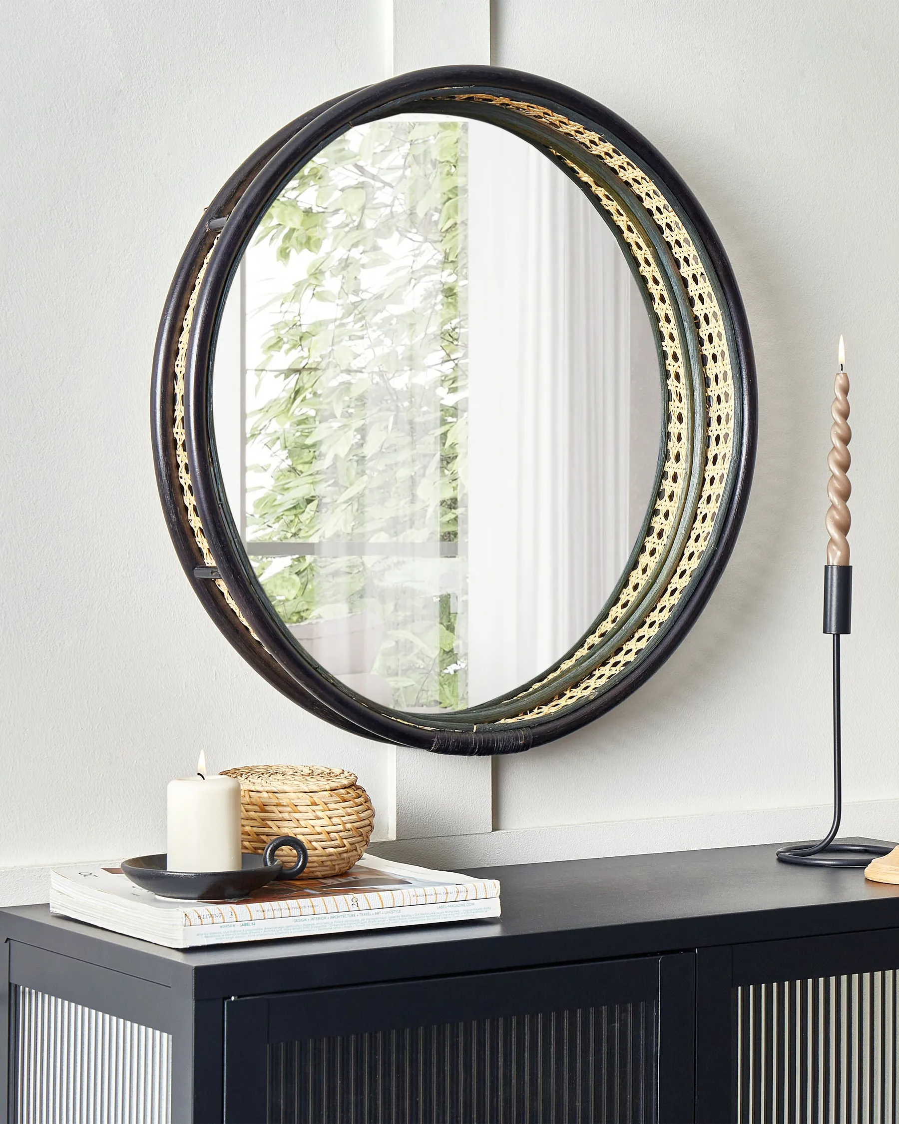 Wall Mirror DAKSA 60 cm 60 cm Rattan Black_894201