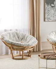 Set of 2 Garden Armchairs with Cushions SALVO Rattan Natural_878473