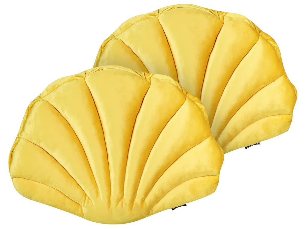 Set of 2 Decorative Cushions CONSOLIDA 47 x 35 cm Velvet Yellow Solid