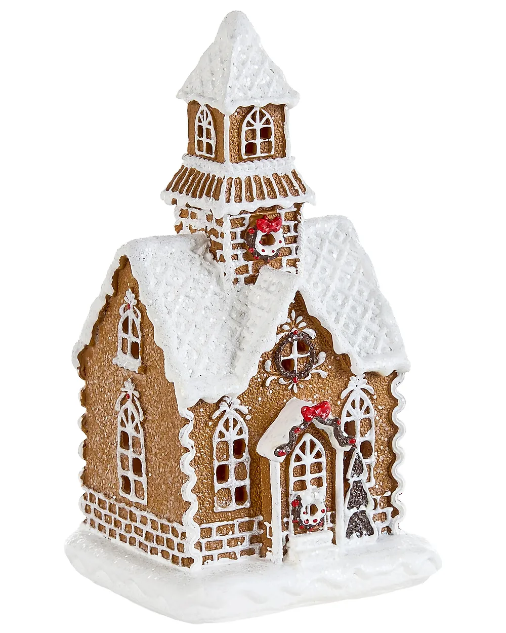 Set med 3 juldekorationer LED RIMPI 21/25/26 cm Hus Brun_1175156