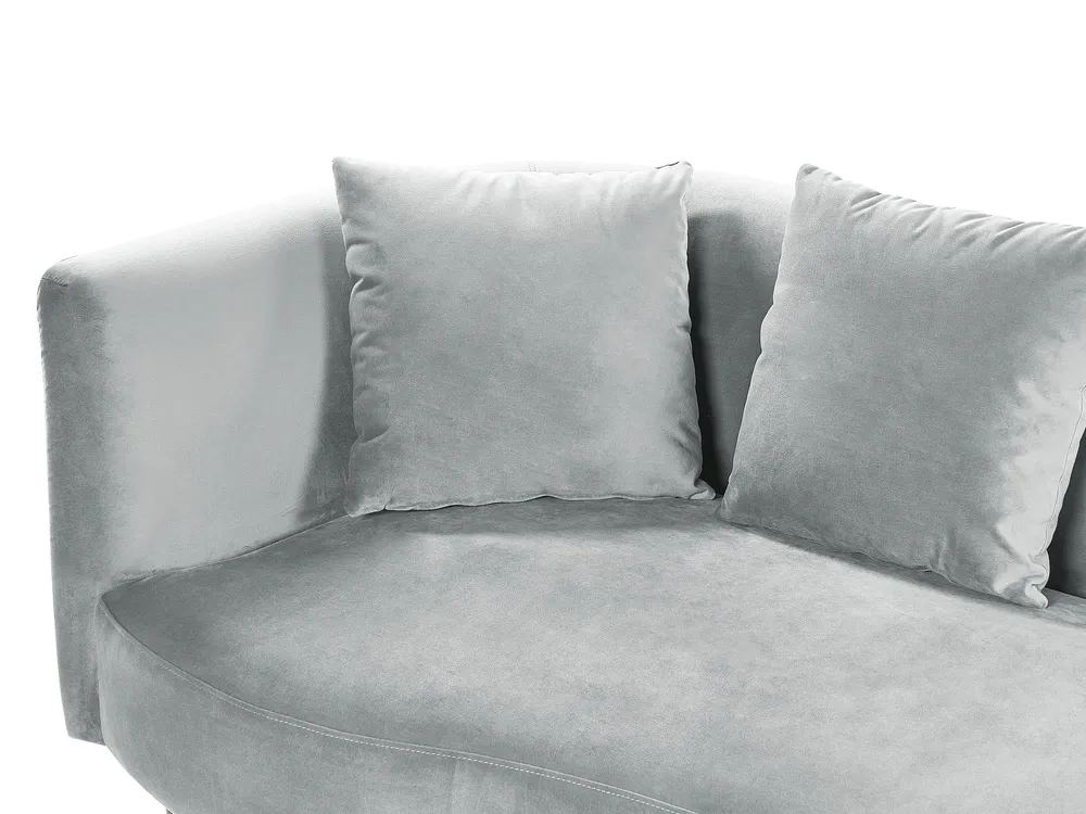 Left-Hand Chaise Longue CHAUMONT Velvet Light Grey_880881