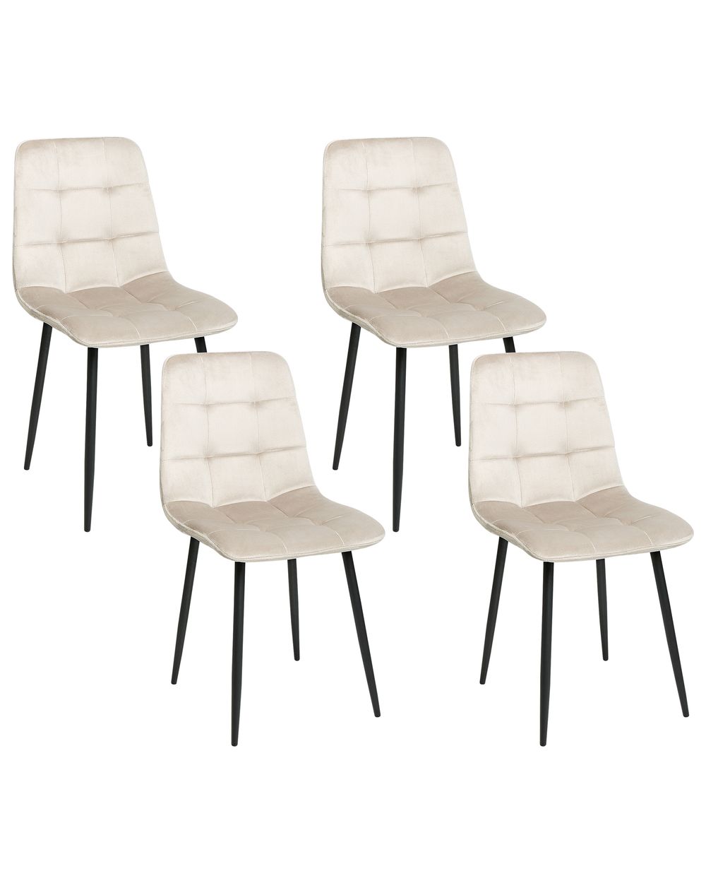 Sett med 4 spisestoler POWELL Fløyel Beige
