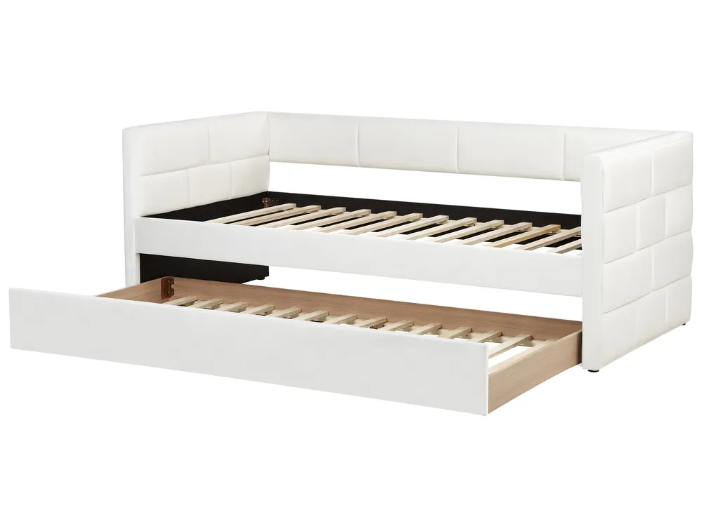 Utdragbar säng Sammet CHAVONNE 90 x 200 cm Off-White_969772