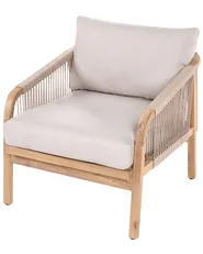 Garden Armchair with Ottoman SUMBA Acacia Wood Light Brown_1086825